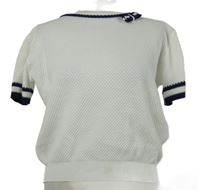 Dámské bílé crop pletené tričko s pruhy 