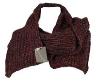 Nové - Dámská červeno-šedá melírovaná pletená šála 