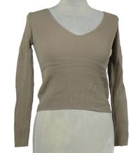 Dámský béžový žebrovaný crop svetr Zara 