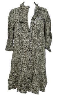 Dámské černo-béžové vzorované košilové šaty Primark 