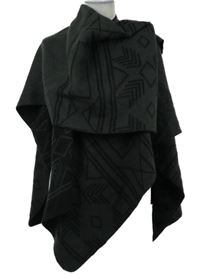 Dámský černo-khaki vzorovaný svetrový pléd