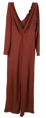 Dámský karmínový žebrovaný kalhotový overal Miss Selfridge 