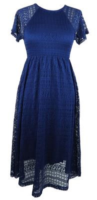 Dámské tmavomodré krajkové midi šaty Asos 