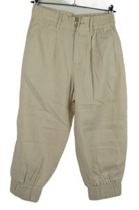 Dámské béžové lněné capri kalhoty Zara 