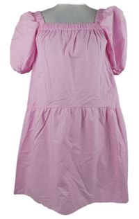 Dámské světlerůžové plátěné šaty s balonovými rukávy Primark 