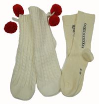 2x Dámské smetanové domácí pletené + smetanové ponožky vel. 35-38