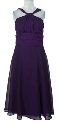 Dámské purpurové šifonové společenské midi šaty 