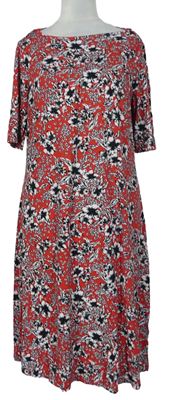Dámské červeno-černé květované šaty zn. M&S