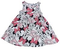 Bílé bavlněné šaty s Minnie a Daisy Disney