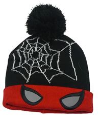 Černo-červená pletená čepice s bambulí - Spiderman Primark