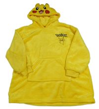 Žlutá chlupatá oversize mikina s Pikachu a kapucí vel.122-140
