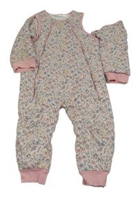 Světlerůžový květinový zateplený spací pytel Jojo Maman Bébé