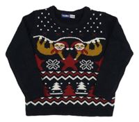 Černý vzorovaný svetr s lenochody zn. Lupilu