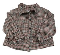 Černo-červeno-bílá kostkovaná bunda Zara