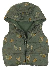 Khaki šusťáková zatepená vesta s The Gruffalo a kapucí Tu