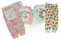 Nové - 2x pyžamo bílo-růžové s kočkou+ bílo-modré s Bambim Disney