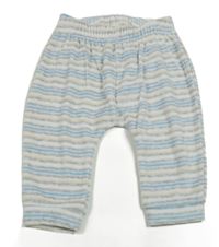 Bílo-šedo-béžovo-modré pruhované sametové kalhoty Ergee