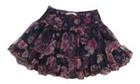 Tmavomodrá květinová tylová sukně H&M
