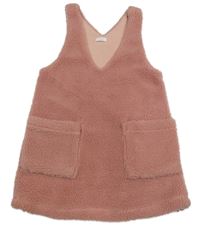 Růžové huňaté podšité šaty s kapsami Next