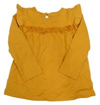 Tmavožluté triko s volány C&A