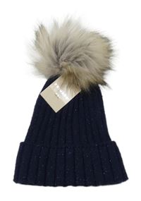 Nové - Modrá třpytivá pletená čepice s bambulí Primark
