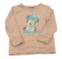 Světlerůžová puntíkatá mikina s Minnie Disney