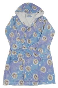 Lila-světlemodrý chlupatý župan s kapucí - Ledové království Disney