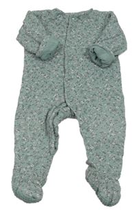 Zelenošedý květovaný zateplený overal Tu