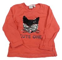 Jahodové triko s překlápěcími flitry Manguun