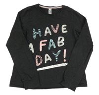 Tmavošedé melírované mikinotriko s nápisy C&A