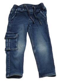 Tmavomodré teplákové rifle s kapsou Lupilu