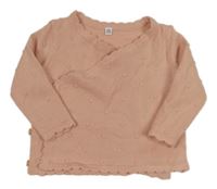 Růžový zavinovací svetr s 3D puntíky 