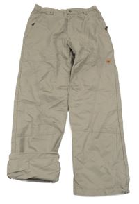 Béžové šusťákové podšité kalhoty 