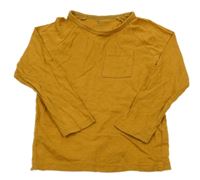 Hořčicové triko s kapsičkou Tu