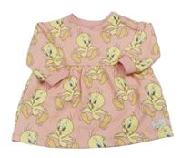 Světlerůžové teplákové šaty s Tweetym 