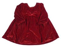 Červené sametové šaty s mašlí Matalan