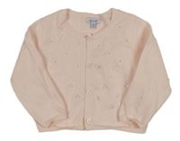 Světlerůžový propínací svetr s kamínky 