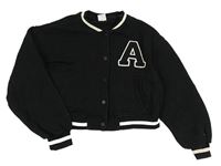 Černá baseballová crop mikina s písmenkem a nápisy ZARA