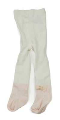 Bílo-růžové punčocháče s puntíky a mašličkami