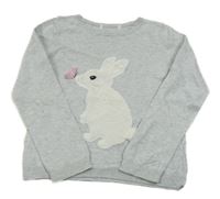 Šedý melírovaný lehký svetr s králíkem H&M