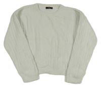 Smetanový chlupatý žebrovaný svetr C&A vel. 176