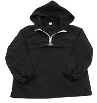 Černá šusťáková lehká bunda s kapucí Shein