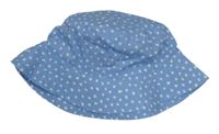 Světlemodrý puntíkatý plátěný klobouk 