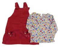 2set - Malinové manšestrové laclové šaty + květované triko John Lewis