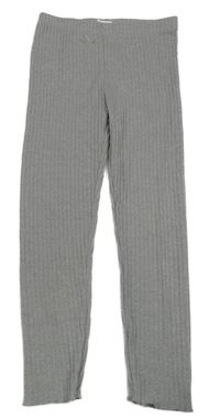 Šedé melírované žebrované úpletové legíny 