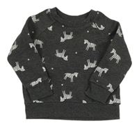 Tmavošedá mikina se zebrami Primark