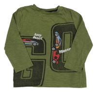Khaki triko s auty a nápisem F&F