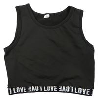 Černý crop top s nápisy 