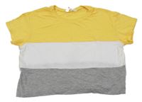 Žluto-bílo-šedé crop tričko H&M