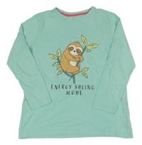 Mintové pyžamové triko s lenochodem Primark